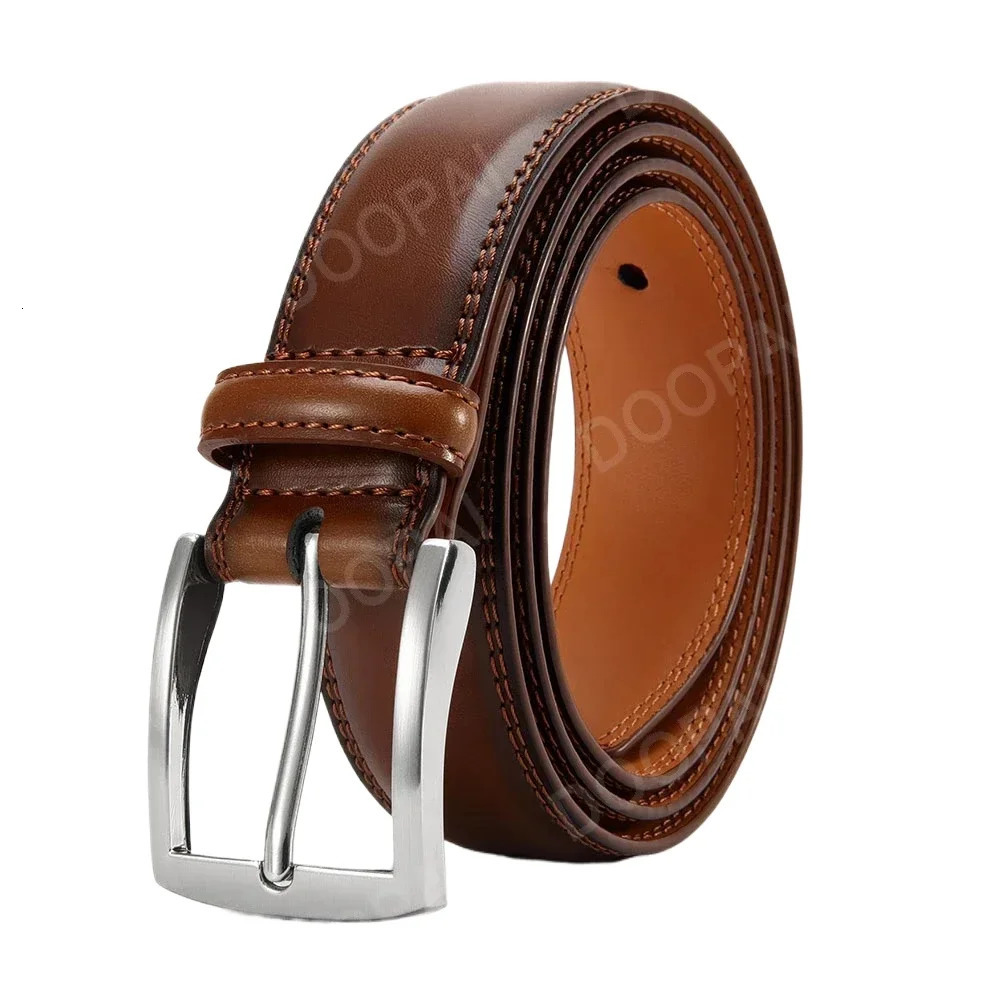 Men Belts High Quality Genuine Leather LONG Large Pin Buckle Metal Automatic Male Strap 250114