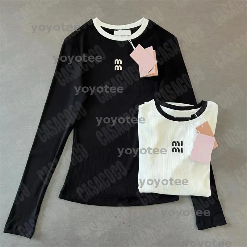 Long Sleeve Tee Shirt Women Designer Base T-shirt Top Tees Black White Slim Fit T Shirts Elastic Tops Woman Luxury Tshirt BFG2502139