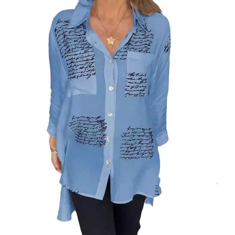 Women's 2025 spring/summer style European and American print loose sexy tailcoat shirt new casual versatile fashion clothing