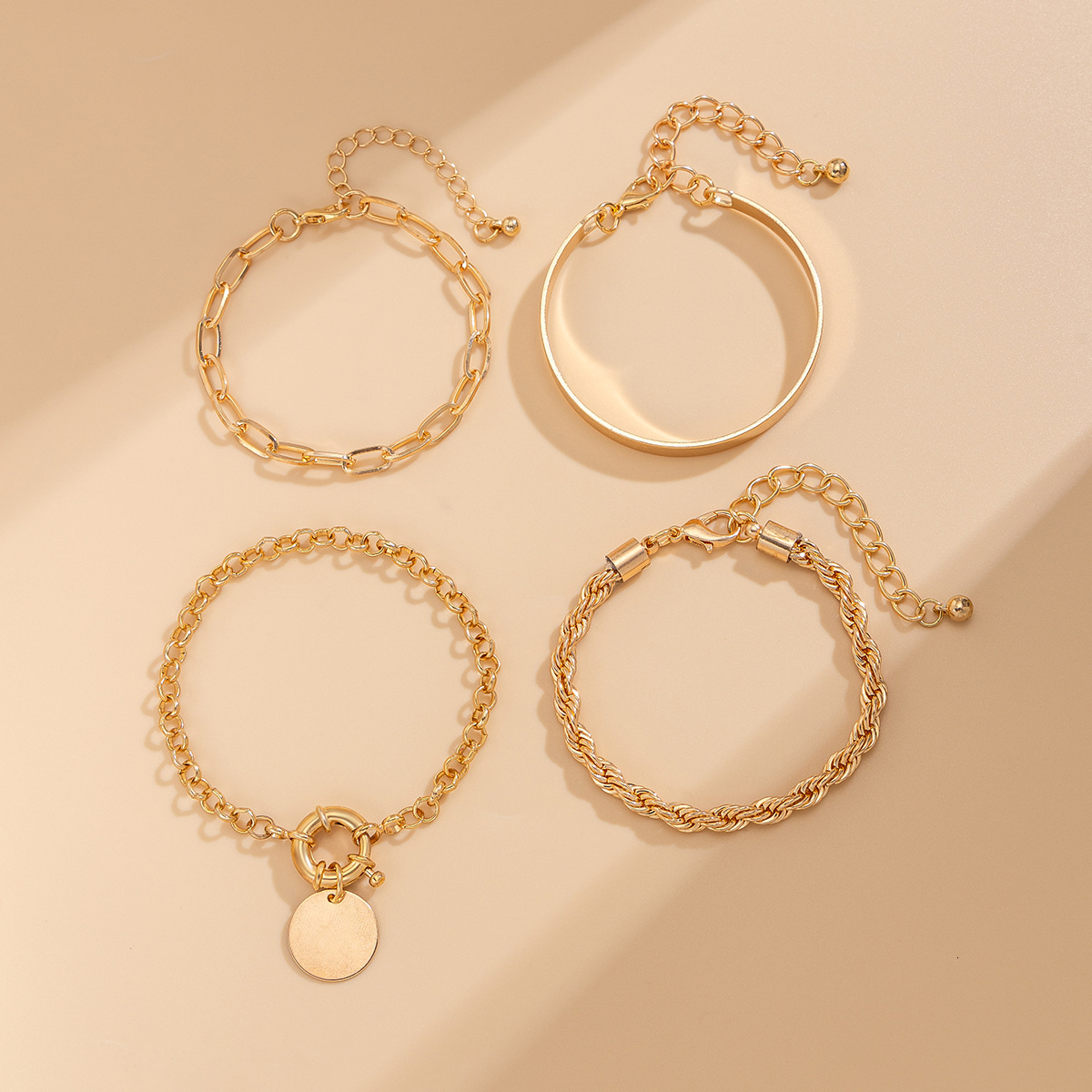 designer Personalized metallic round Bracelet set with layered style irregular bracelet, and fashion versatile