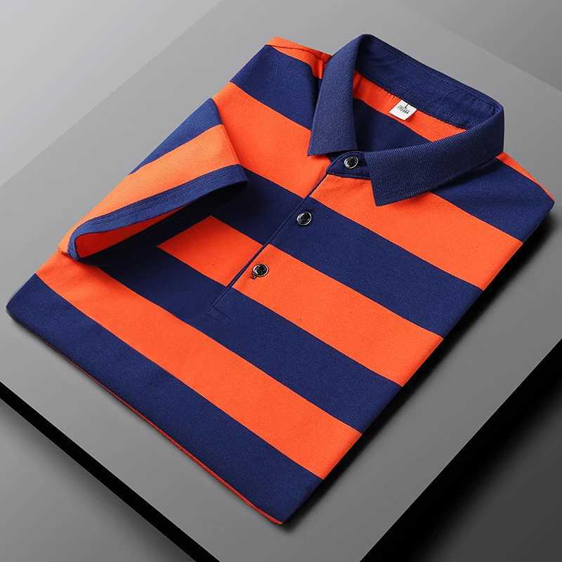 New Summer Mens Classic Striped Polo Mens Cotton Short Sleeve Embroidered Business Casual Hot Polo Shirt Mens Direct Shipping X250213