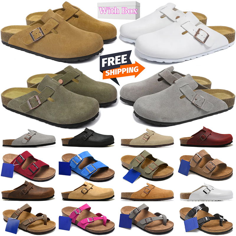 free shipping designer sandals clogs mens slippers women Original slides suede leather black white brown beige flip flops buckle size 35-45 with box