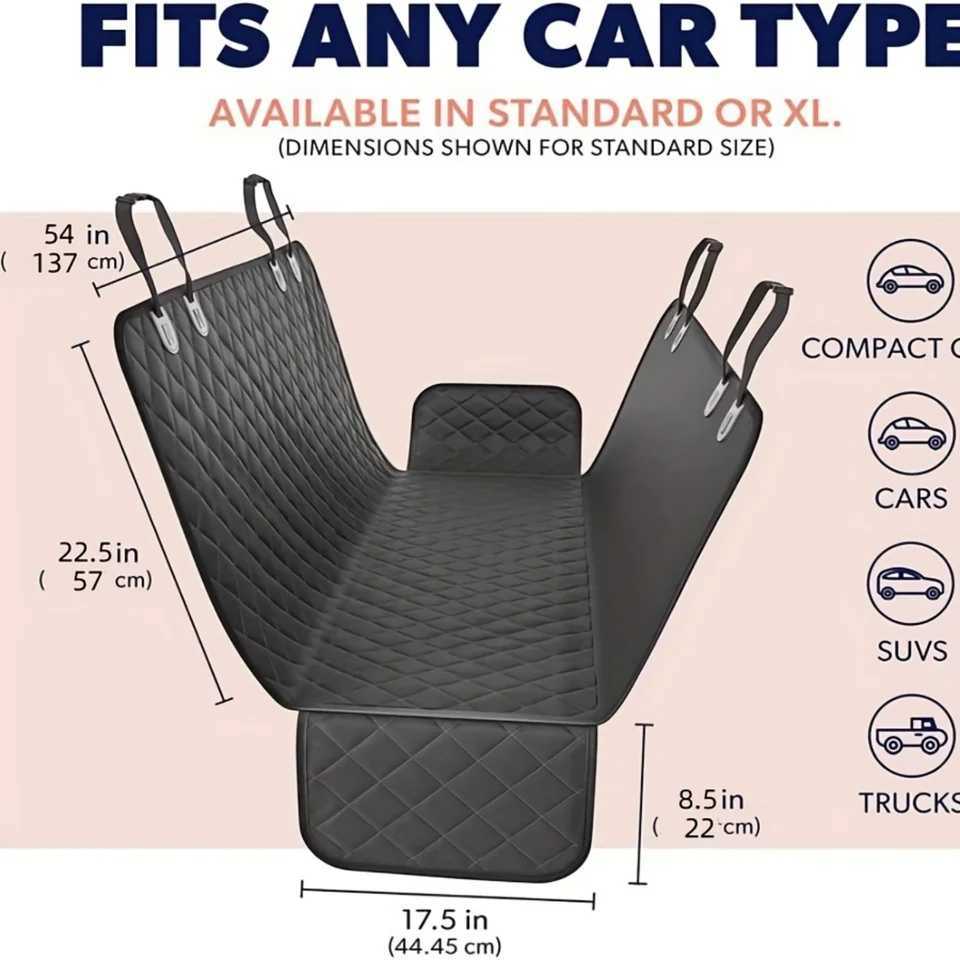 Dog Car Seat Covers Universal pet car seat cover with side flaps - waterproof pendant and bench style for rear seat protection - durable anti slip V-s
