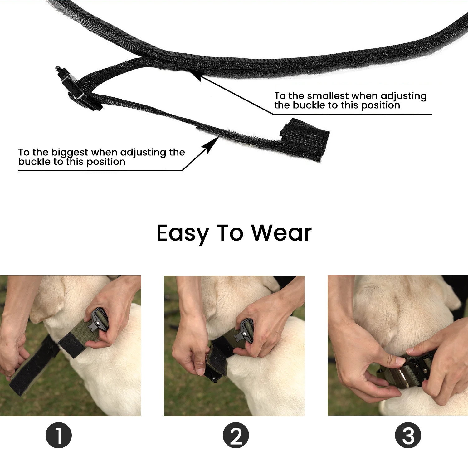 2inch Tactical Dog Collar Soft Padding Handle Metal Buckle Quick Release Nylon Durable Comfortable Big Large Dog Collar 250213