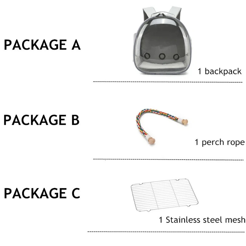 Portable Bird Travel Backpack with Rope Perch for Parrot Birds Cage Transparent Double Shoulder Gruinea Pig Backpack 250206