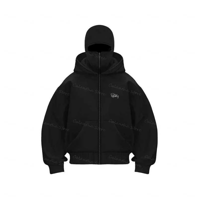 Mens Winter Hoodie with Balaclava Face Mask Zipper Design Sports Jacket for Outdoor Activities Hiking Travel Running SweatshirtC250213