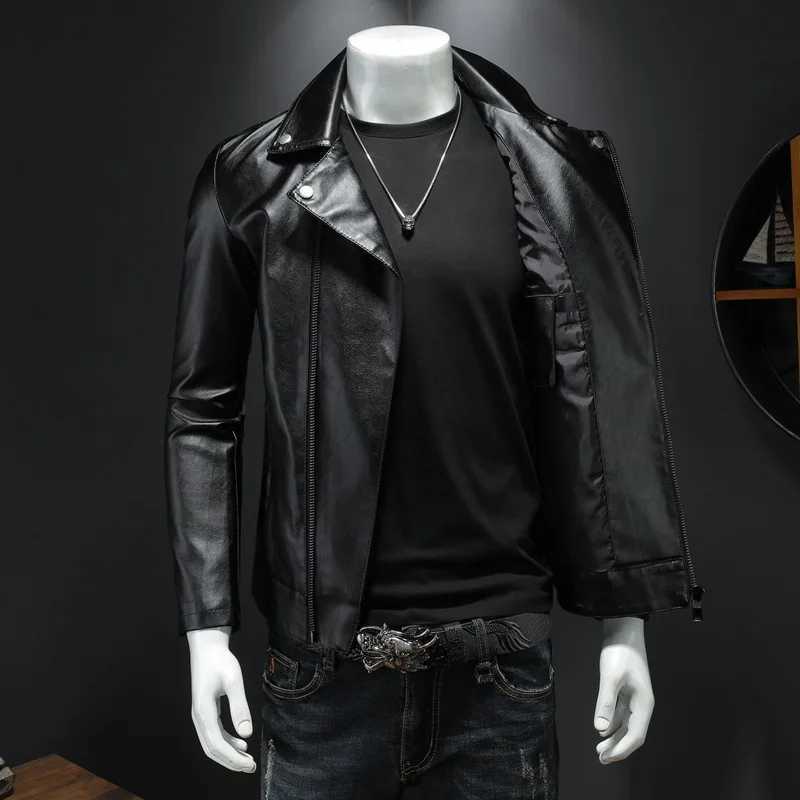 Autumn Motorcycle PU Leather Jacket Men Oversized Casual American Retro Overcoat Unisex Punk Streetwear Coats New Bomber Jackets X250213
