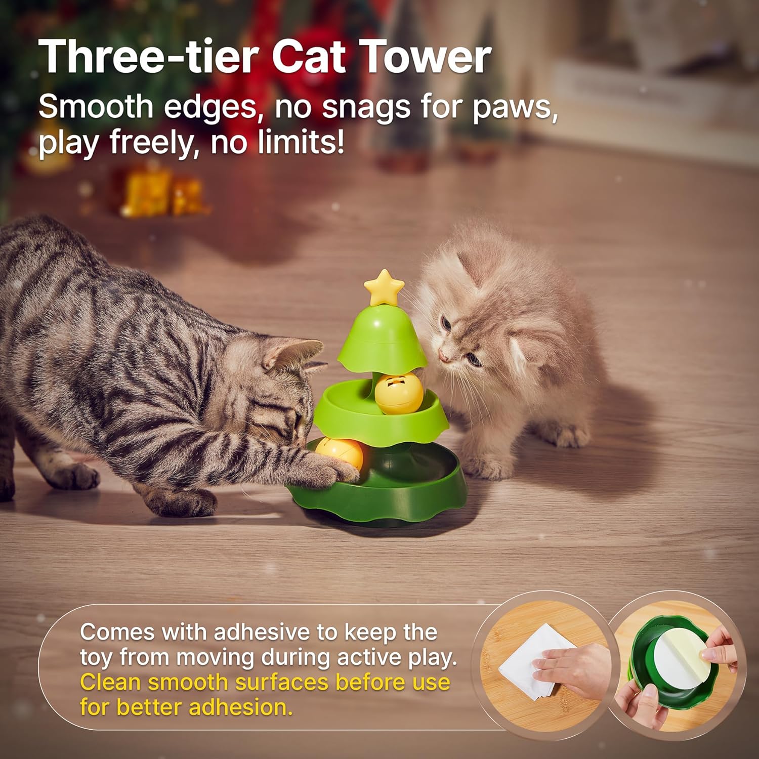 1PC Mini Sized Cat Toys with Balls on Top, 2-Level Roller Turntable Two Cat Balls Interactive Indoor Kitten Physical Exercise Kitty Toys 5.5 Inches