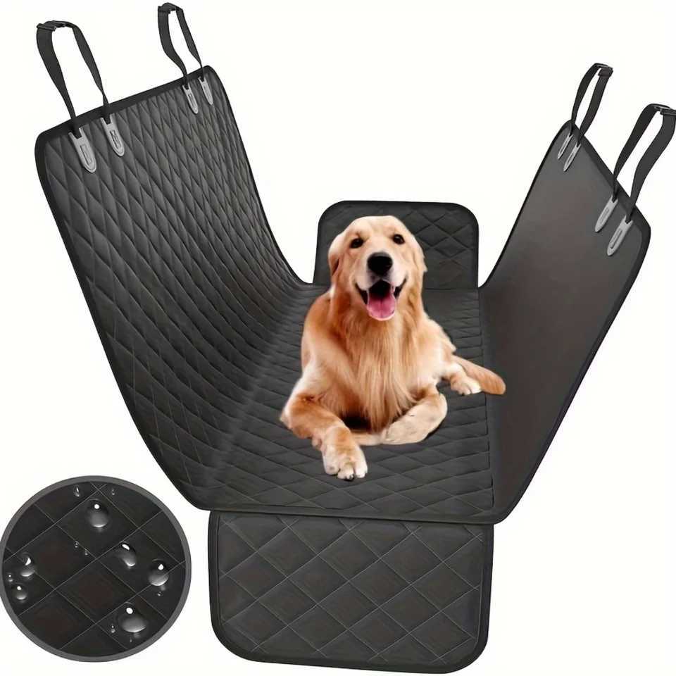 Dog Car Seat Covers Universal pet car seat cover with side flaps - waterproof pendant and bench style for rear seat protection - durable anti slip V-s