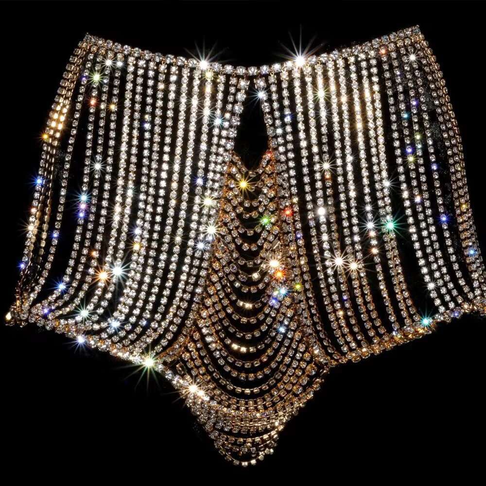 Body Full Rhie Sexy Bra Top Ladies Night Club Party Sparkg Crystal Chest Chain Fine Jewelry Accessories