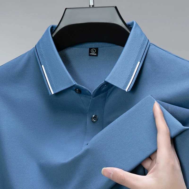 Silk + Cotton Mens Polo New Summer Short-Sleeved T-shirt Luxury Genuine Goods Business Casual Lapels Top X250213
