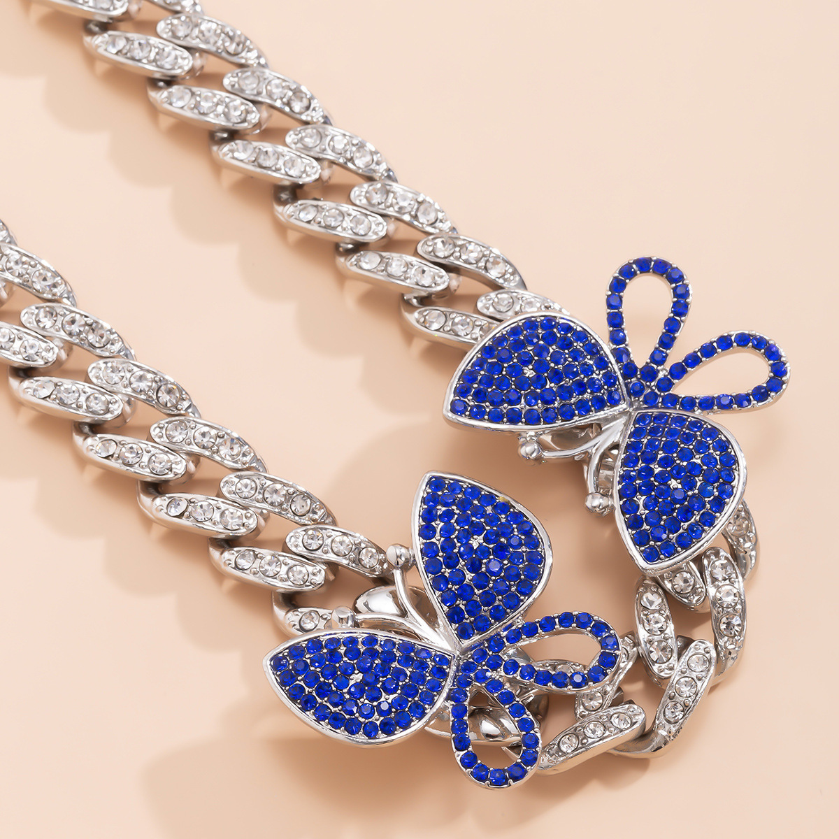 Woman fashion Creative jewelry temperament Cuban buckle butterfly anklet hip-hop trend exaggerated dia embellishments