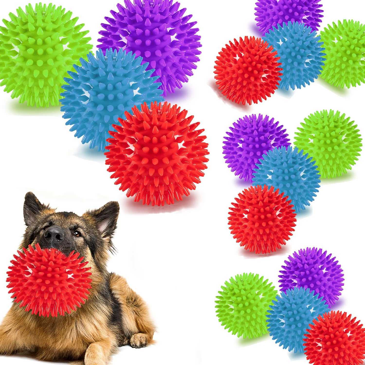 1/36pcs Squeaky Dog Toys Spiky Dog Balls Clean Teeth and Gum Health for Your Pet Squeaker Ball Toys for Aggressive Chewers Y250705