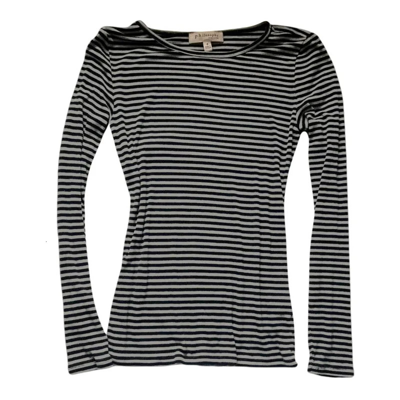 Womens Harajuku striped long sleeved T-shirt crew collar ultra-thin shirt Y2K Grunge Gothic top T-shirt dark academic clothing street clothing 250208