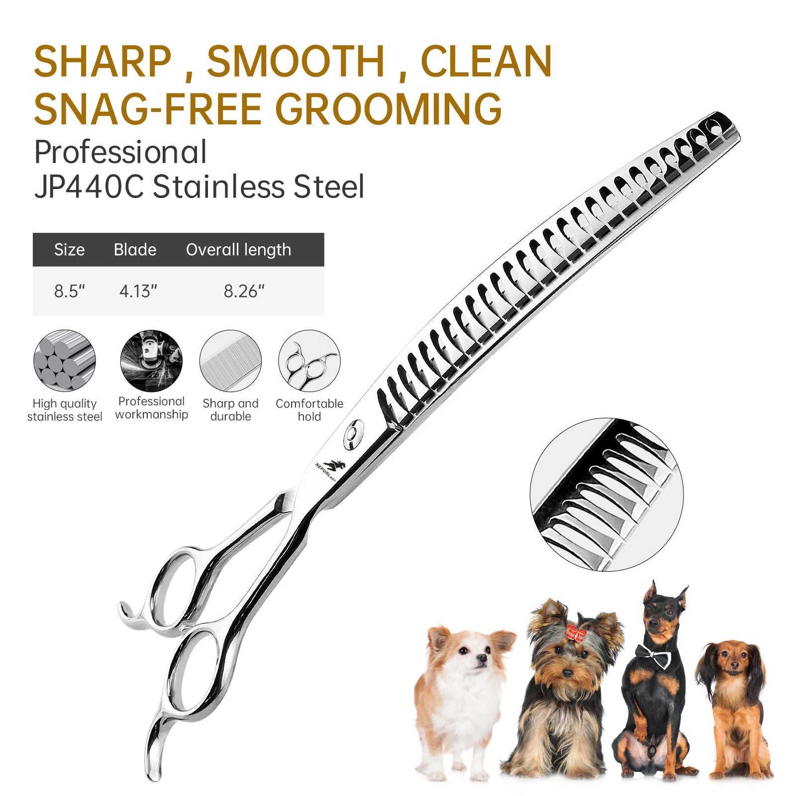 Others Dog Grooming Dog Grooming Scissors Japan Stainless 8 Professional Pet Scissors Curved Chunker Scissors for Groomer Bend Down Thinning Shears H2