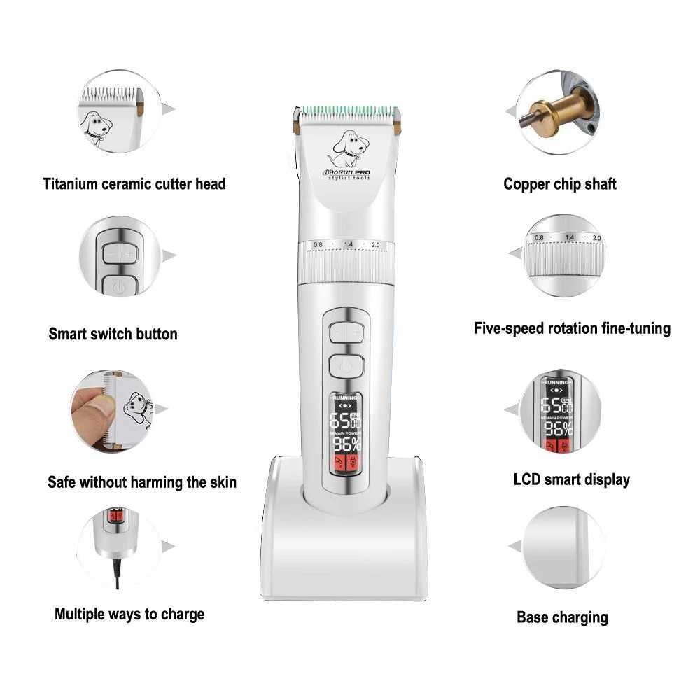 Others Dog Grooming Baorun P9 P3 Dog Clipper Professional LCD Pet Cat Clipper Electric Beauty Trimmer Rechargeable Hair Machine H250212