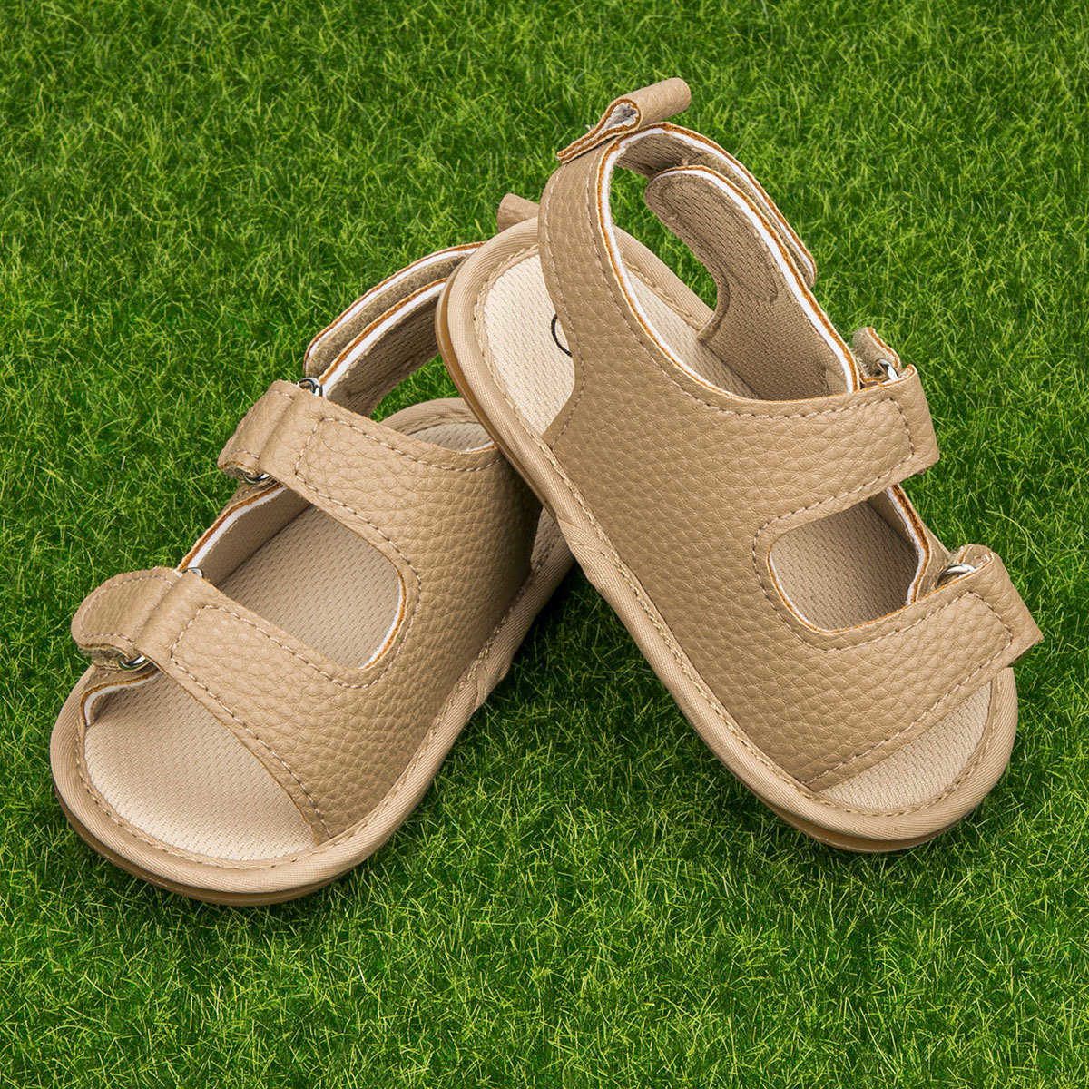 Sandals Summer new style 0-1 year old baby sandals with anti slip rubber sole learning to walk exposed toe Velcro sandals baby shoes H250212