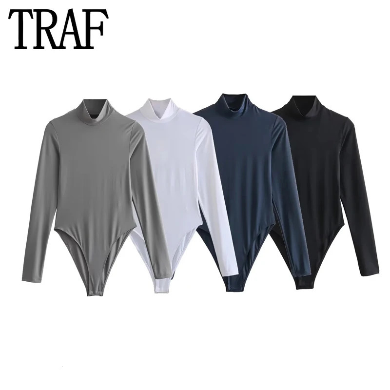 TRAF Womens Long Sleeve Body High Neck Lingeries Bodysuit Woman Basic Tops For Women Elegant Bodys 250211
