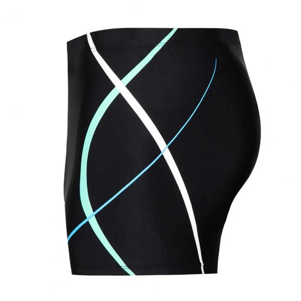 Mens Shorts Elastic Slim Fit Printed Mid Waist Bathing Boxers Surfing Water Sports Swimming Trunks Swimwear Z260314