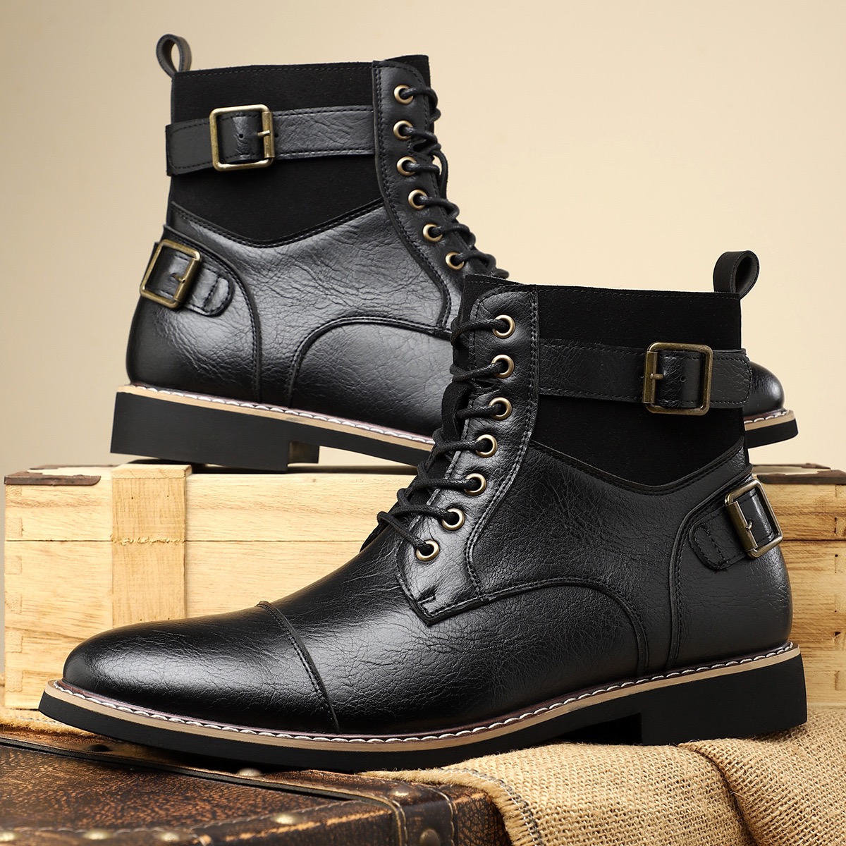 Quality Men Leather Autumn Winter High Top Shoes Business Casual New British Ankle Boots Big Size 7.5-13 240828
