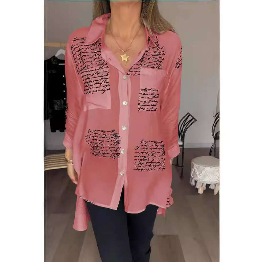 Women's 2025 spring/summer style European and American print loose sexy tailcoat shirt new casual versatile fashion clothing