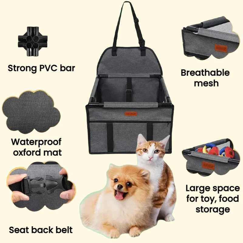 Dog Car Seat Covers Seats Pet Puppy Portable Booster with Safety Leash and Stable Frame Breathable Foldable H250211