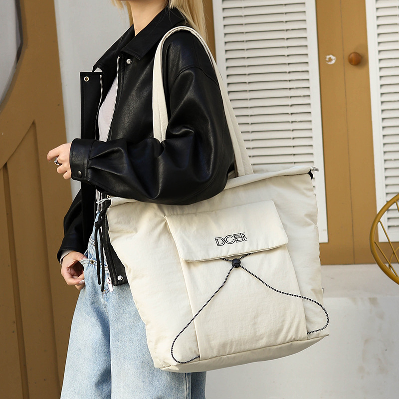 Bag New Drawstring Cotton Shoulder Lightweight Waterproof Tote Bag, Class And Commuting, Large Capacity Yoga Bag For Women