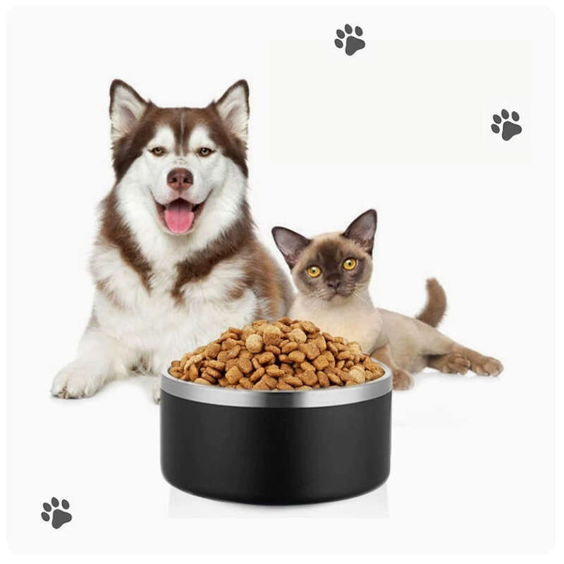 DHpet New 32oz 64oz Dog Bowl Double Wall Non-Slip Stainless Steel Pet Dog Food Feeder Water Bowl for Medium Large Pets