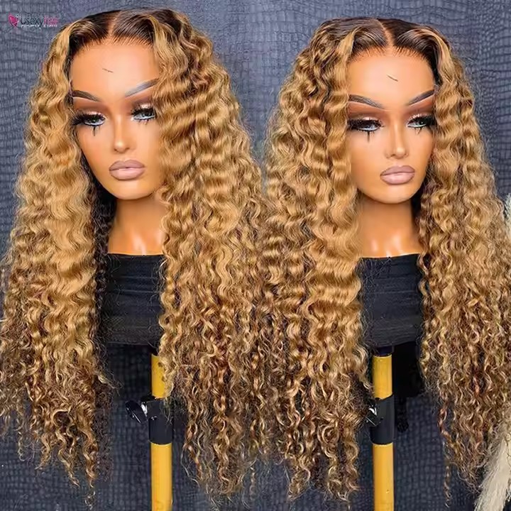 Brown 613 Ombre Human Hair Wigs 13x4 wavy full hd Lace Front Humain Hair Wigs for Black Women Brazilian Lace Part Curly Wigs Remy Hair