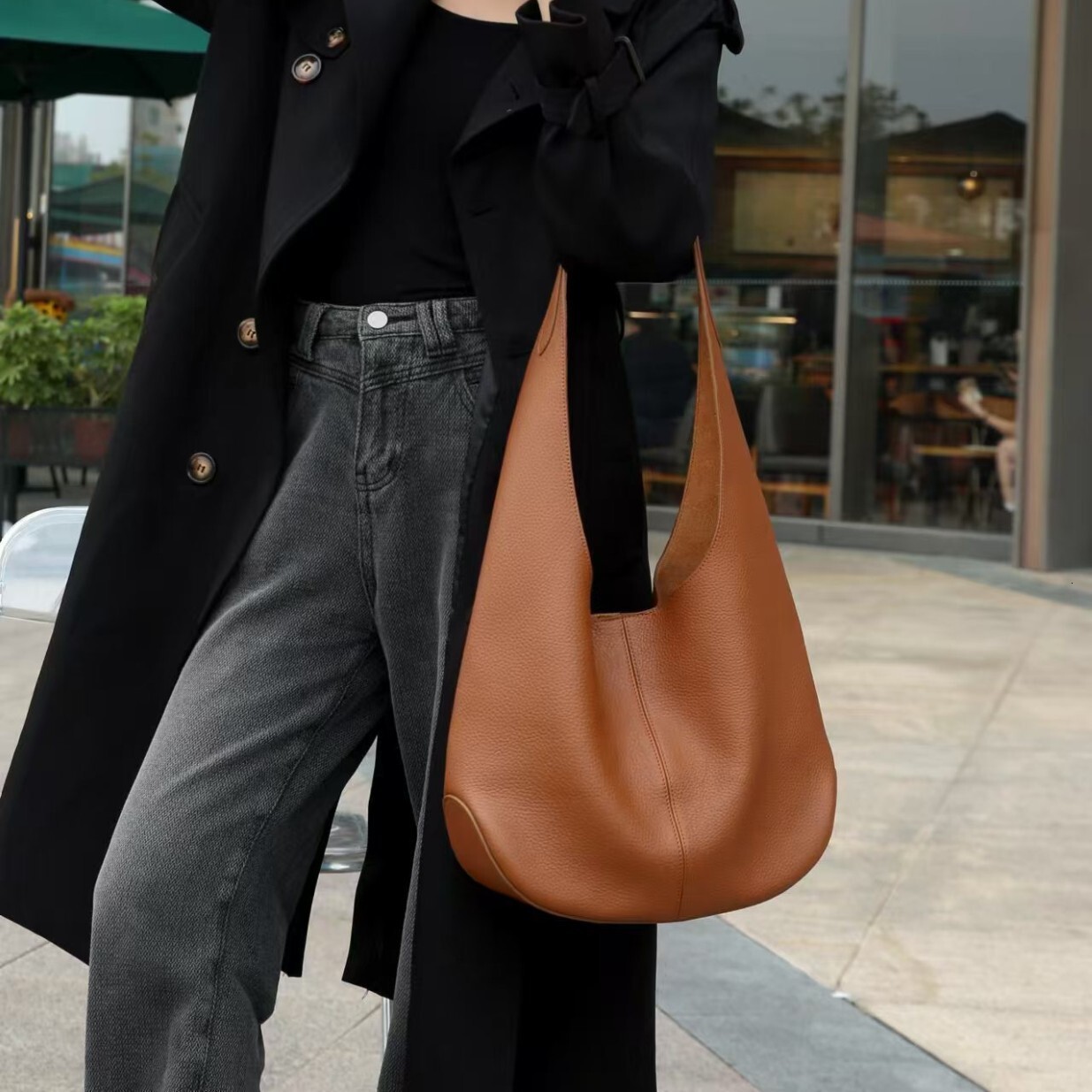 Bag Fashion Autumn And Winter Genuine Leather Shoulder 2024 New Item, High-End Feeling Under The Armpit, Large Tote Bag, Commuting Women's Bag