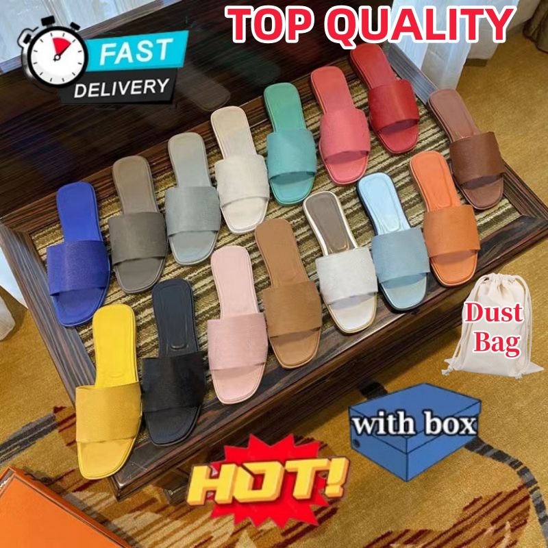 With Box slippers designer womens slides flat sliders sandals shoes summer woman sandale outdoor ladies casual outside slipper sandal beach leath