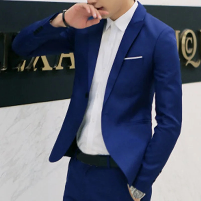 Spring Autumn Fashion Men Slim Formal Solid Button Lapel Long Sleeve Pockets Back Slit Suit Business Coat jacket Blazer 250210