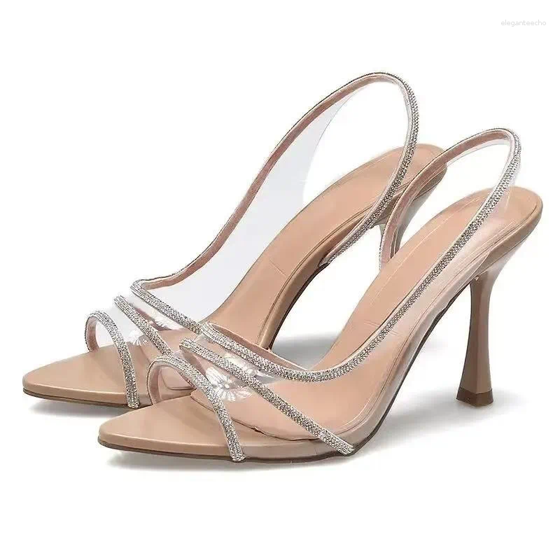 2025 S Fashion Designer Sandals Women Rhie Pumps Office Lady Transparent Heeled Elegant Pointed Toe Y High Heels Shoe De Mujer