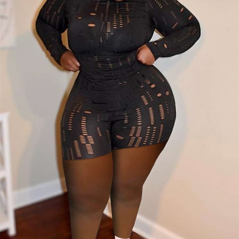 LW Plus Size Shorts Set Pierced Stretchy Sexy Women Casual O Neck Sheath Summer Dresses Matching Outfits y250122
