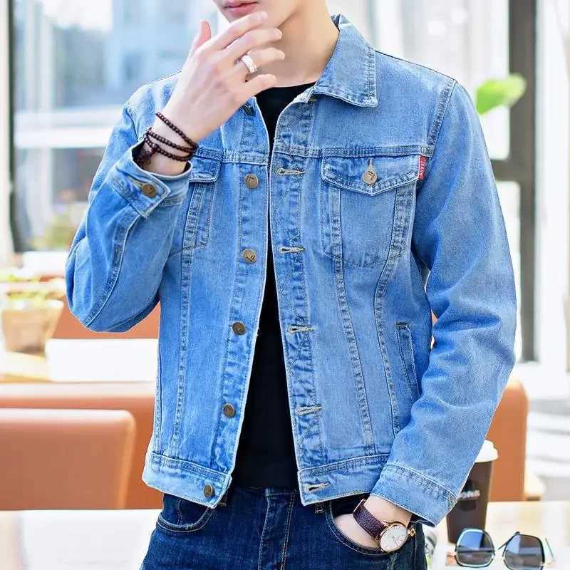 Denim Jackets Man Black Short Jeans Coat for Men Casual Slim Button G New in Korea Winter Oversize Size L Outwear Large X250213