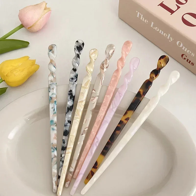Chinese Style Hair Stick Resin Womens Retro Hanfu Headwear Marble Patterned Hairpin Accessories 250117