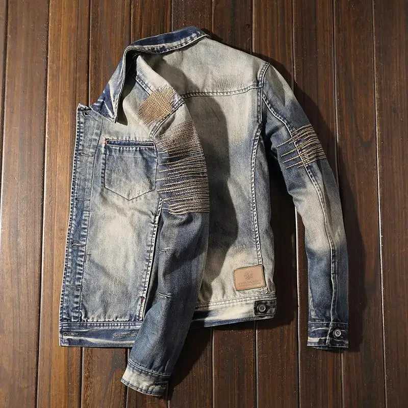 Cowboy Coat for Men Autumn Korea Vintage Fashion of Fabric Casual Denim Jackets Man Low Cost Menswear Lxury Outwear Size L Joker X250213