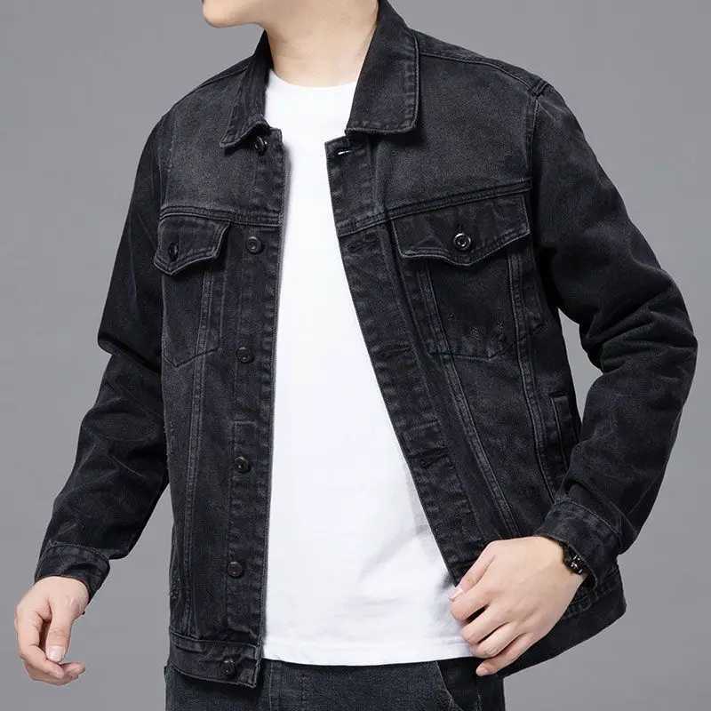 Mens apron cargo apron denim jacket mens black wool warm Lxury trend low-priced fabric Korean rock X250213