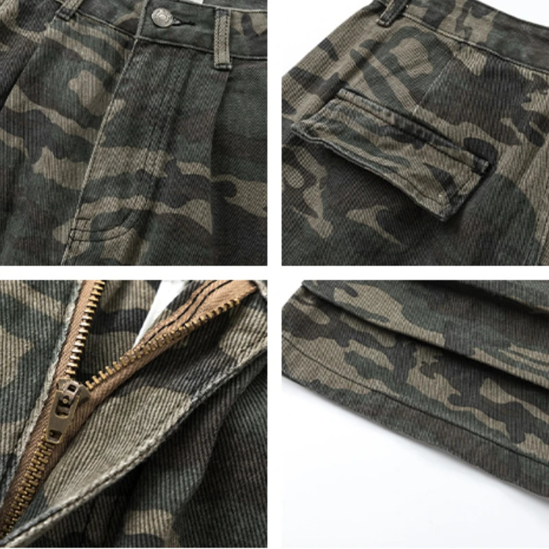 American Camouflage Women Baggy Cargo Shorts Pockets High Street Handsome Fashion Summer Vintage Hip Hop Casual Shopper 250210