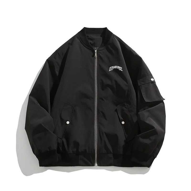 Mens workwear jacket lightweight pilot bomber jacket hip-hop street autumn spring outdoor jacket casual printed windproof jacket X250213