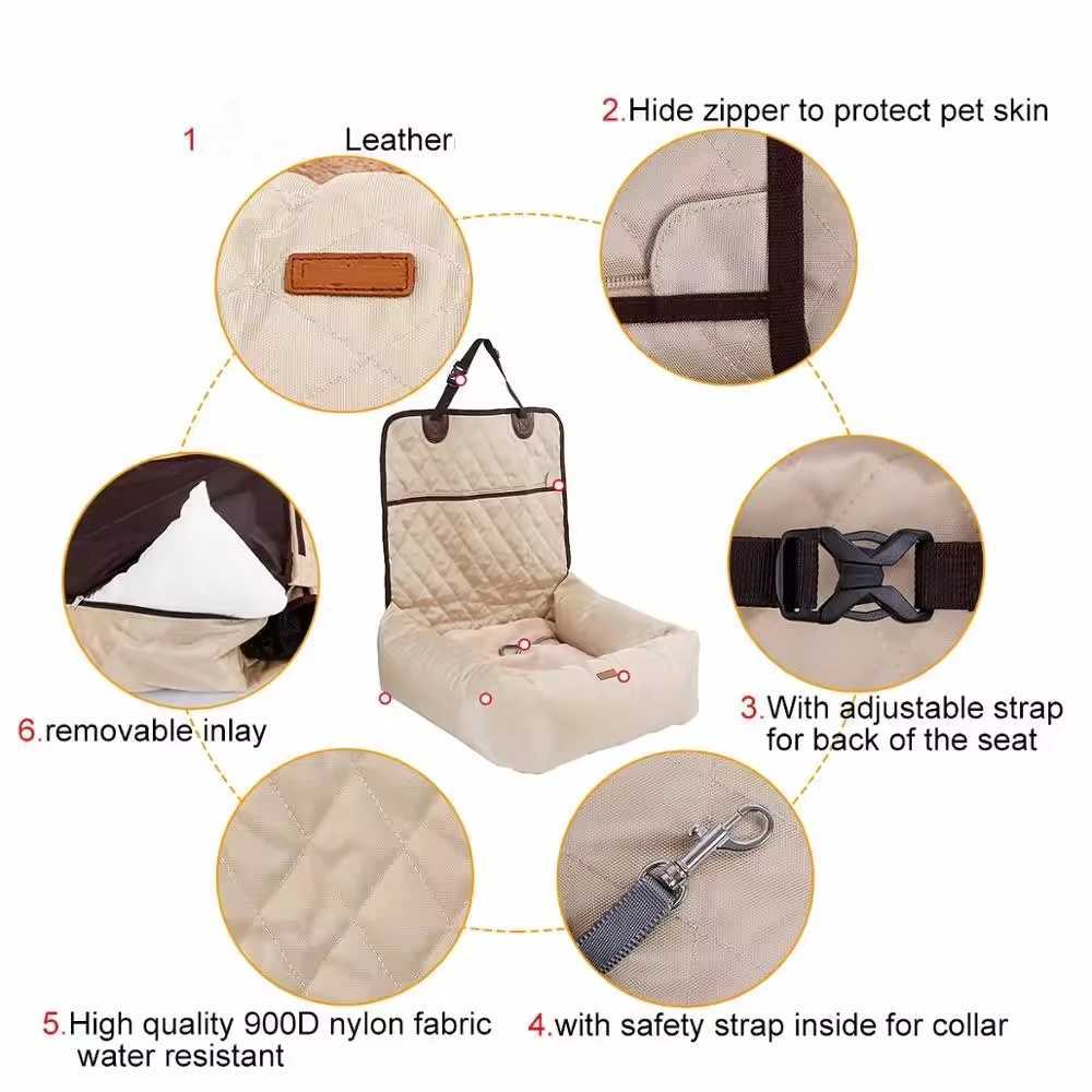 Dog Car Seat Covers 2 in 1 Pet Dog Carrier Folding Pet Car Seat Pad Safe Carry House Puppy Bag Car Travel Accessories Waterproof Dog Seat Bag Basket H