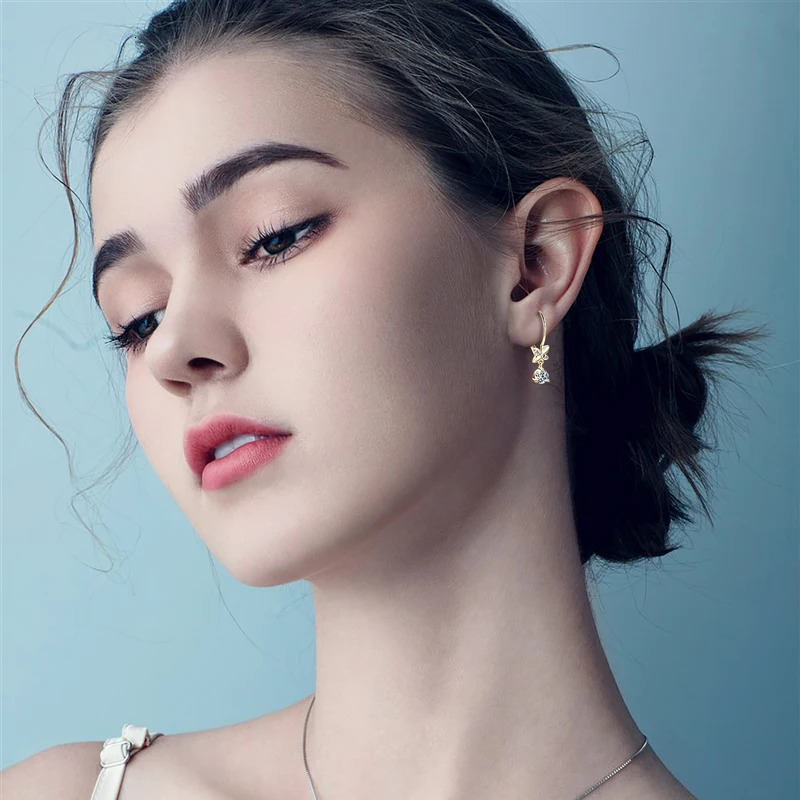Lny Brinco Prata 925 sterling silver pendant earrings suitable for women girls flower pendant earrings wedding jewelry gifts 250109