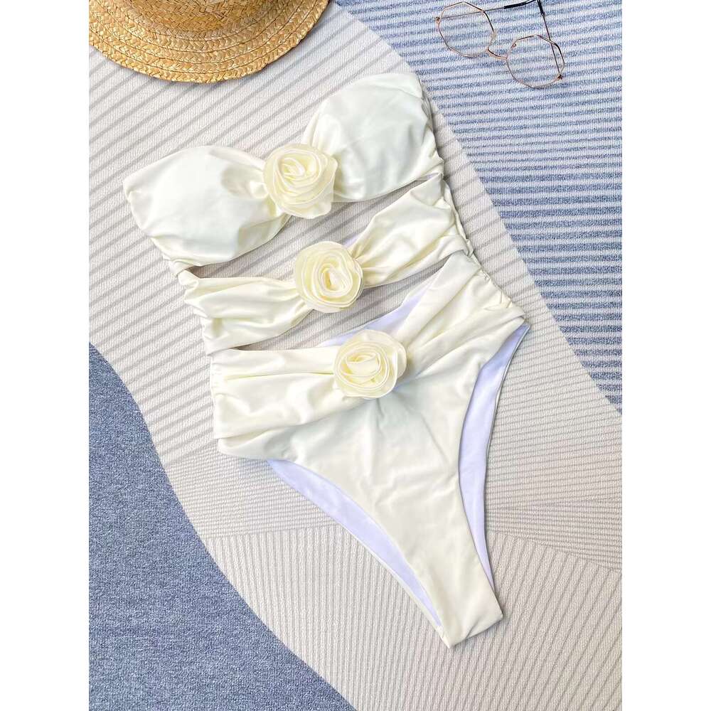 Two Pieces Swimwear Women One Piece Swimsuit 2023 Bandeau Monokini Bathing Beachear Skirt Ral Swimming Suit Bodysuit