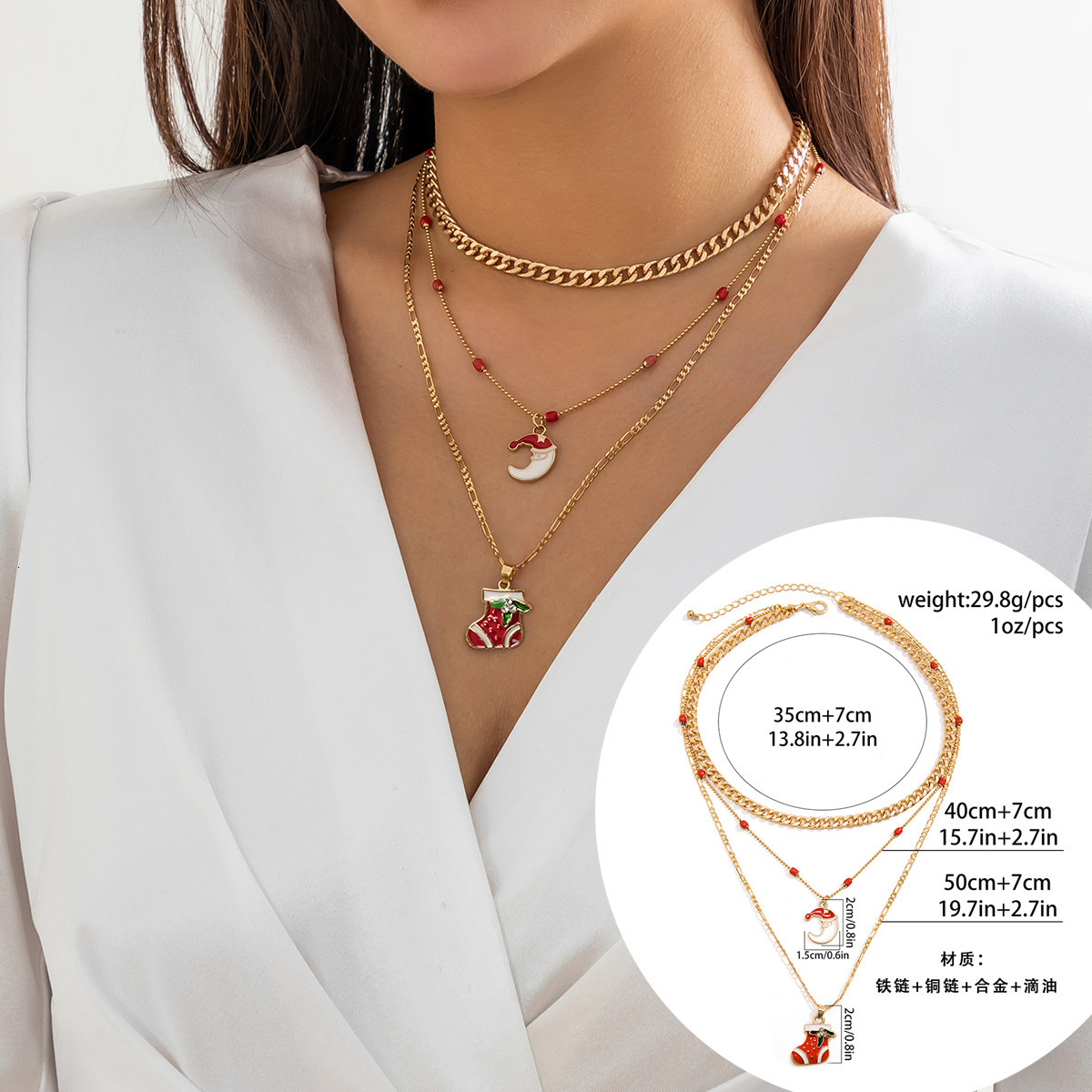 designer Woman Jewelry creative minimalist snowman Christmas tree pendant necklace, versatile imitation pearl, starry moon, elk fashion
