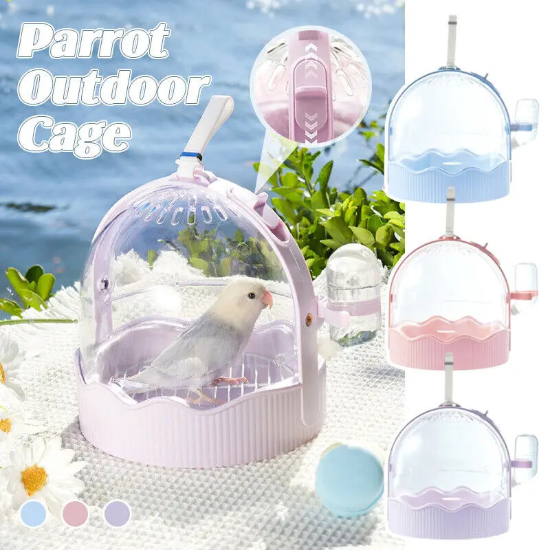 Portable Clear Bird Carry Case Transport Cage Parrots Travel Outdoor Safe Door Lock Small Pet Accessories Breathable Bag 250206