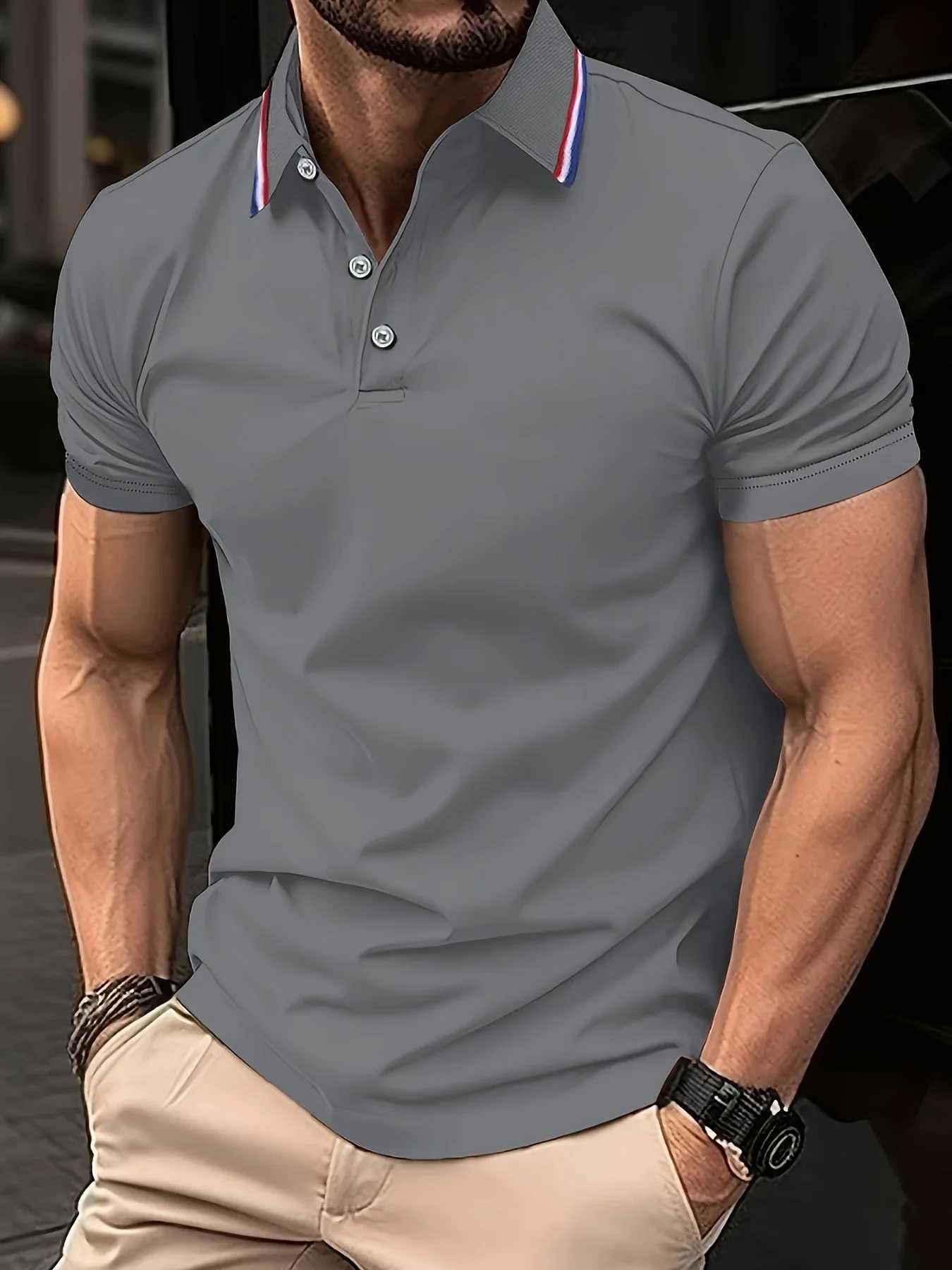Vintage Mens Short Sleeve Shirt Breathable Lapel Business Casual Polo Shirt Fashion Simple Design Mens Summer Comfortable Tops X250213