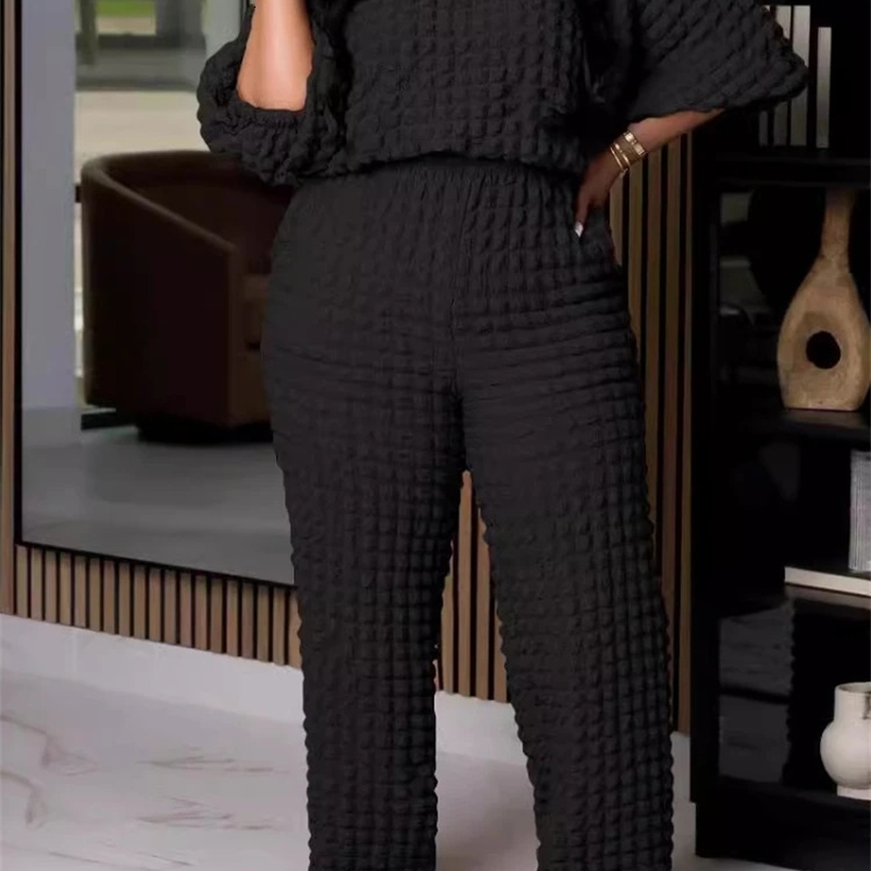 CMYAYA Plus Size Womens Set Fashion Full Sleeve Tshirt Top Wide Leg Pants Matching Two 2 Piece Outfit Tracksuit Fall y250122