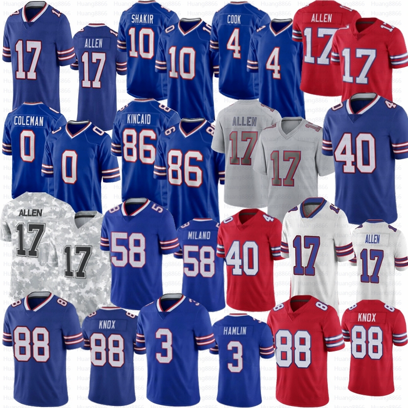 Josh Allen Keon Coleman Football Jersey Maxwell Hairston Dalton Kincaid Joe Andreessen Matt Milano Joey Bosa Cook Kelly Dawson Knox Hamlin Khalil Shakir