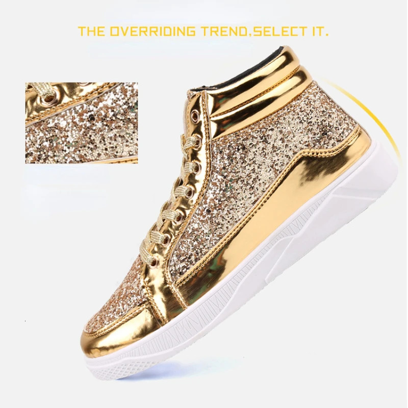 Man High Top Sneakers Glitter Men Ankle Boots Fashion Non-slip Casual Shoes High Quality Hip Hop Men Boots 2024 250221