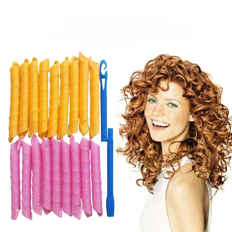 18pcs/set Spiral Hair Curlers Heatless Non-Damaging Wave Formers DIY Hair Rollers Hairs Curler Styling Tool Set Hair Accessories 250214